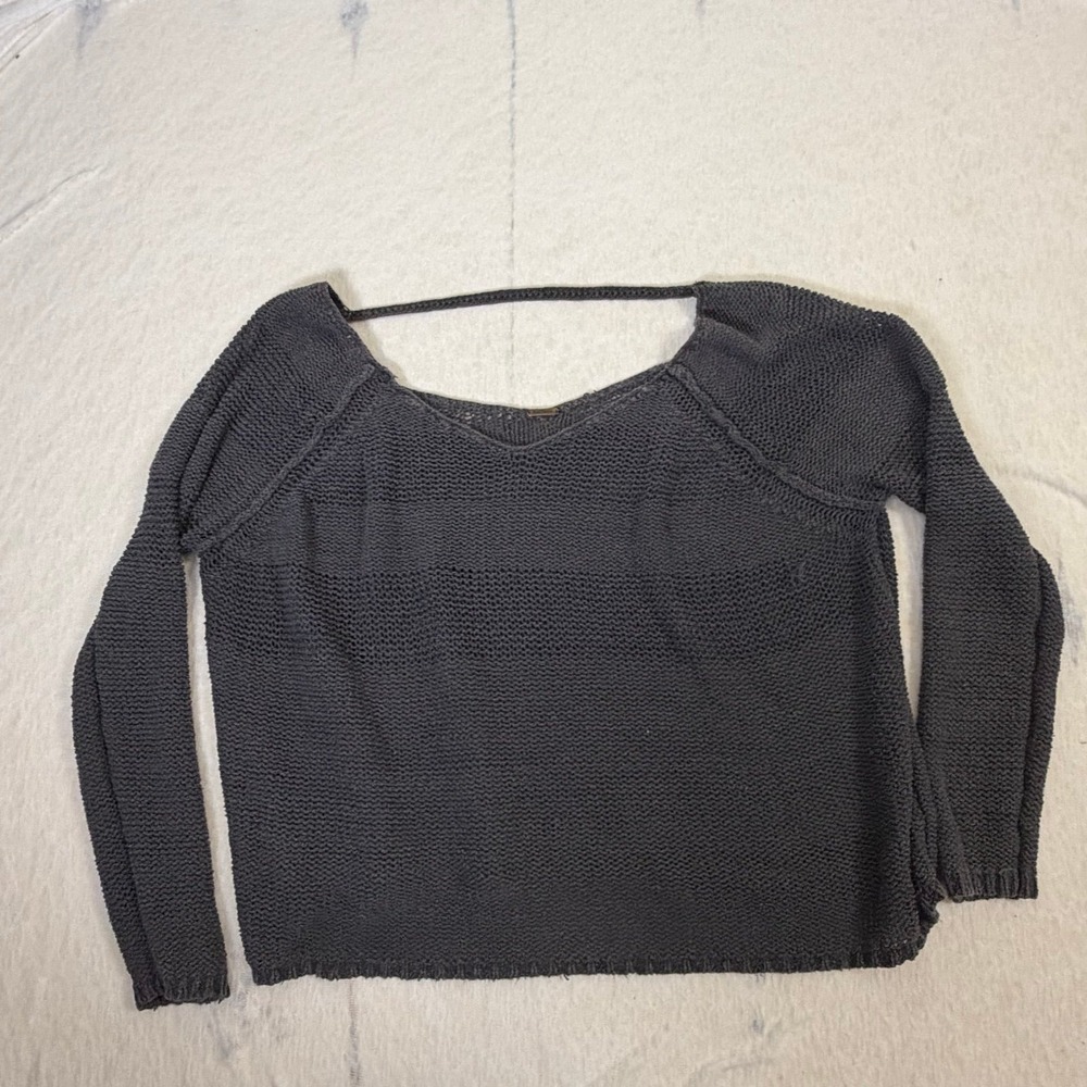 Free People Open‎ Knit Sweater Slouchy Back Strap Pullover Boho Small Green - Picture 5 of 6